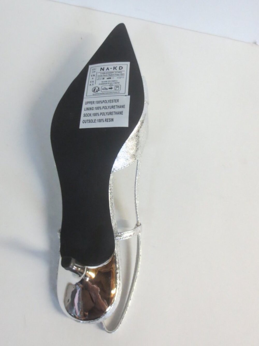 NA-KD WOMEN'S CIRCULAR BUCKLE SLINGBACK PUMPS - SILVER - EU 39  US 8.5 - Picture 5 of 6